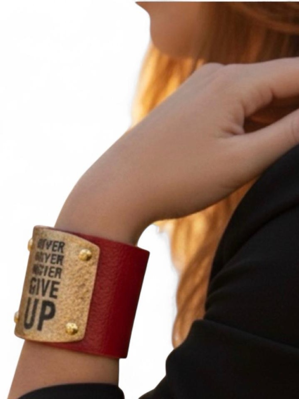 NWOT Never Give Up leather cuff bracelet